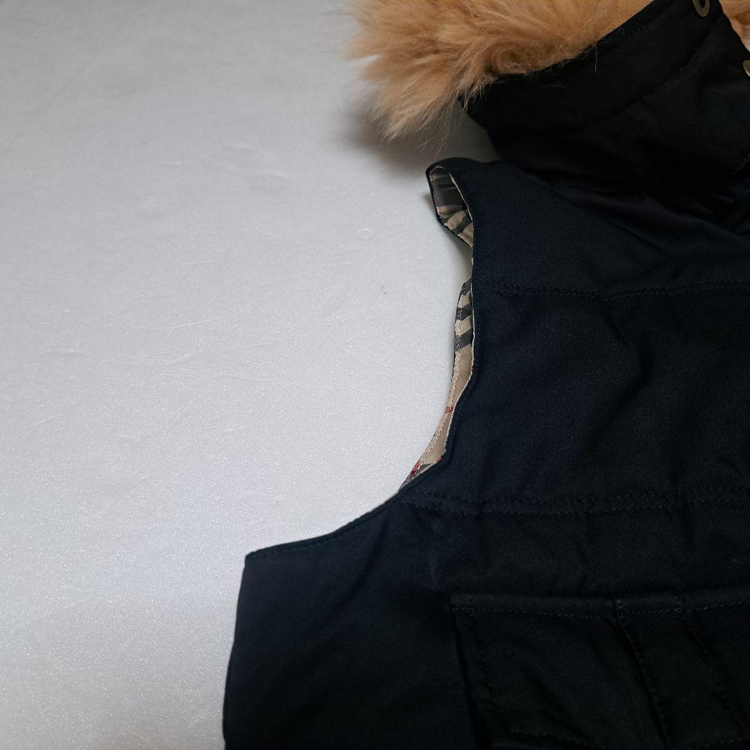 【極美品】バーバリーロンドン ベスト ノバチェック フォックスファー Sサイズ