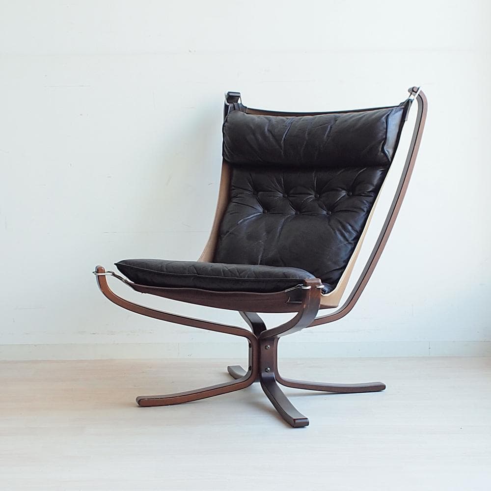 70'sビンテージ バットネ/Vatne ファルコンチェア 本革 ローズウッド