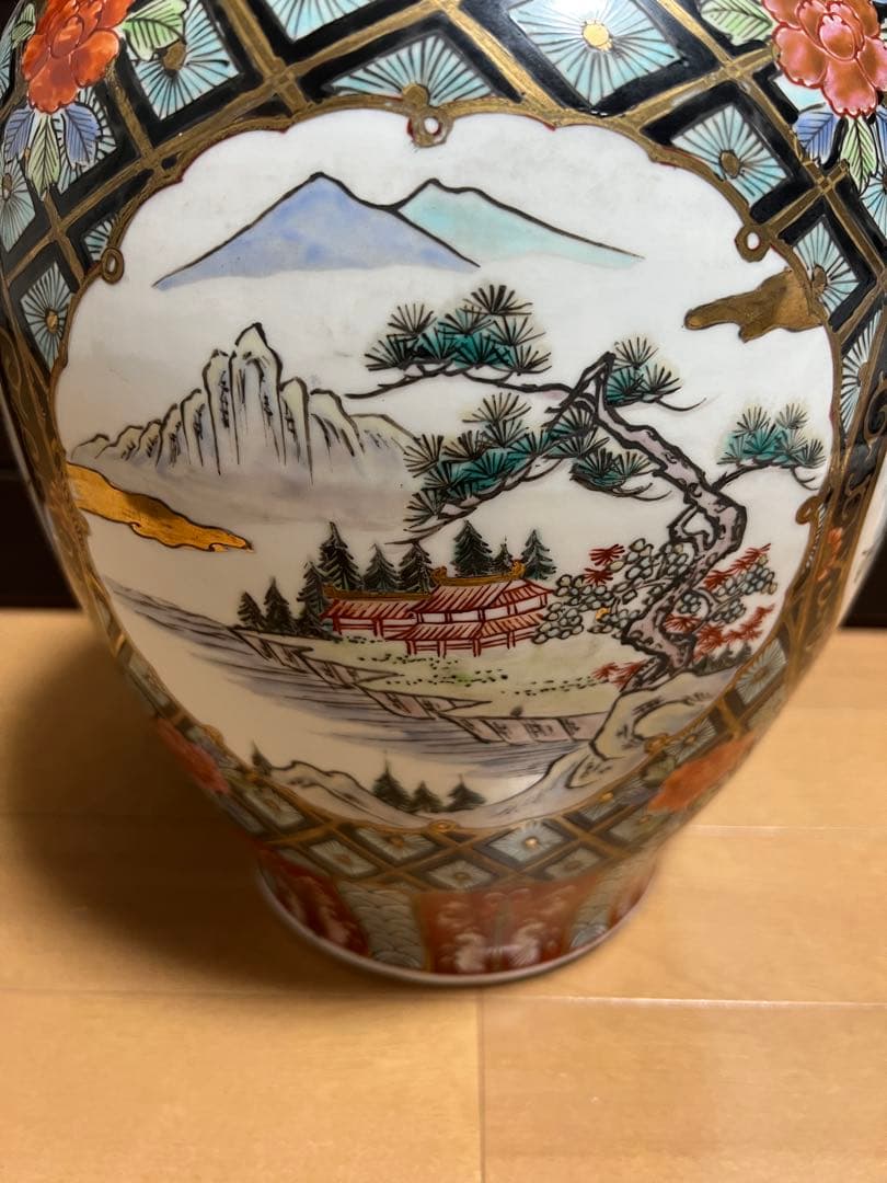 高級日本製 大きい 有田焼 視行窯 大花瓶 龍と鳳凰