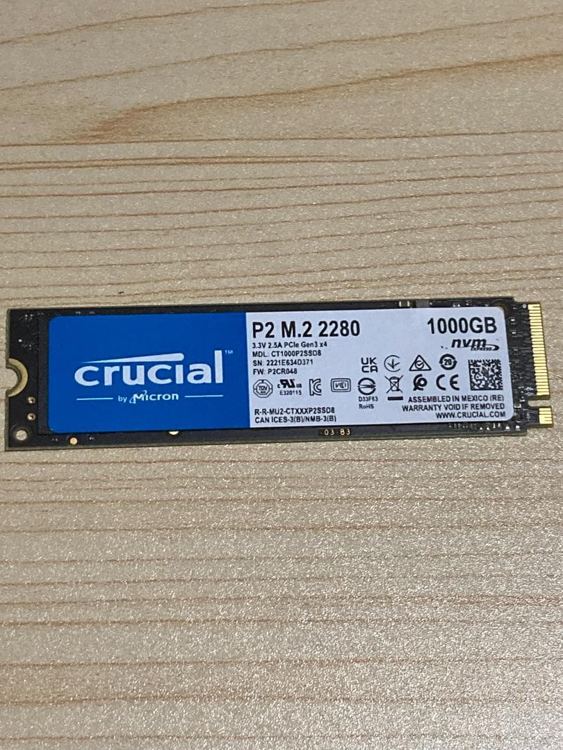 内蔵型SSD crucial P2 M.2 2280 1TB SSD PCIe 3.0