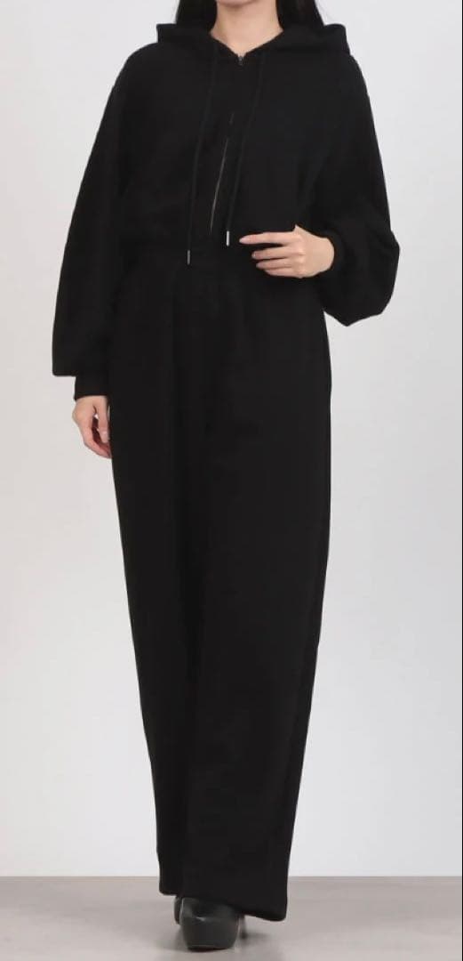 サロペット・オーバーオール・オールインワン CLANE HOODED SWEAT ALL IN ONE BLACK 01 S