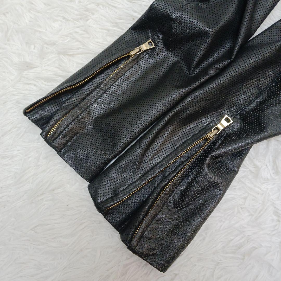 ✨美品✨希少デザイン✨ビームス　パンチング　シングルライダース　ブラック　M