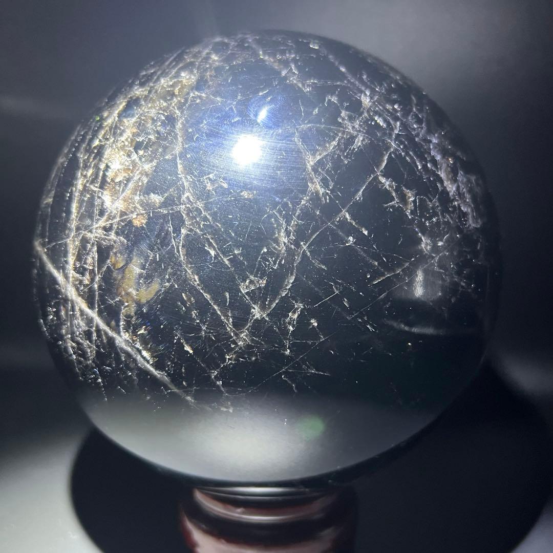 ✮極みの逸品✮✨漆黒玉超ハイパワー 黒水晶✨スターモリオン 黒水晶 丸玉 天然石