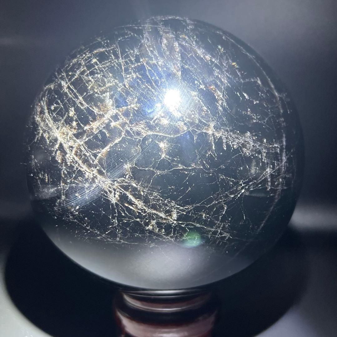 ✮極みの逸品✮✨漆黒玉超ハイパワー 黒水晶✨スターモリオン 黒水晶 丸玉 天然石