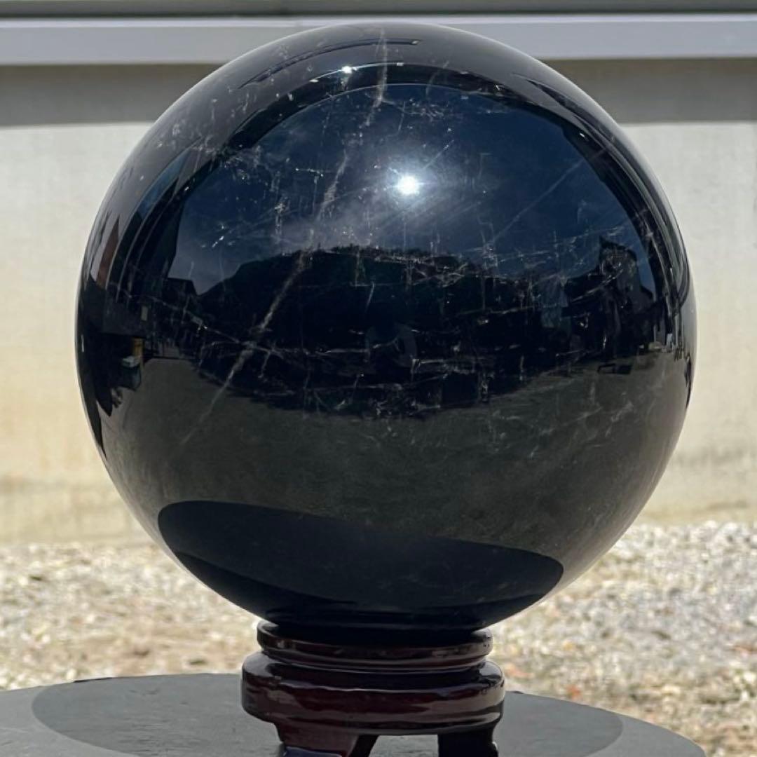 ✮極みの逸品✮✨漆黒玉超ハイパワー 黒水晶✨スターモリオン 黒水晶 丸玉 天然石