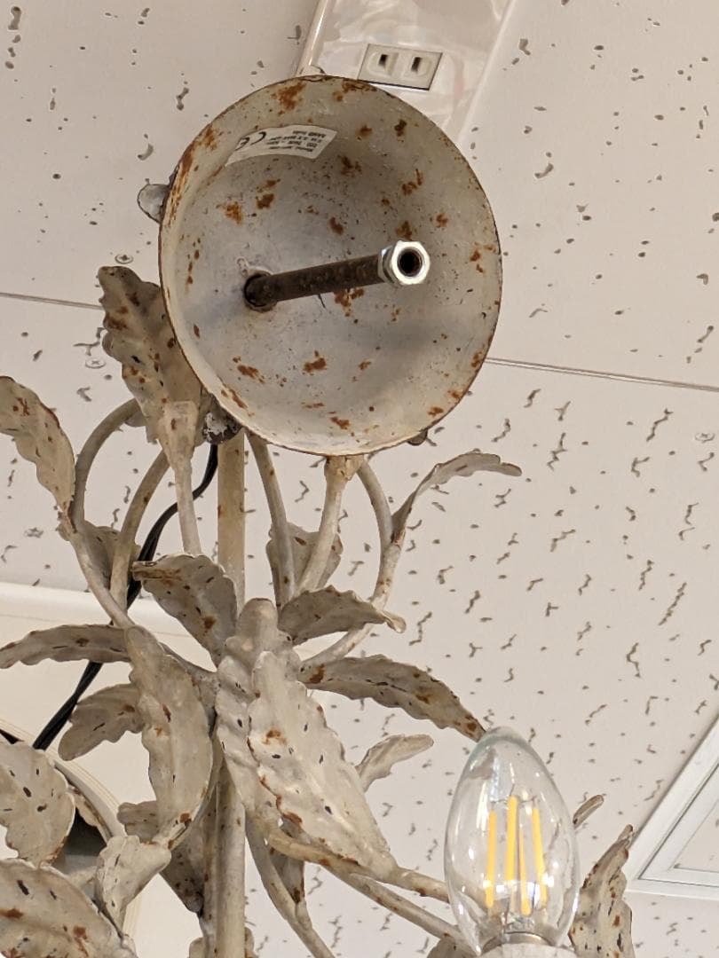 1【希少】サラグレース アンティーク シャンデリア 6灯 植物 花 照明