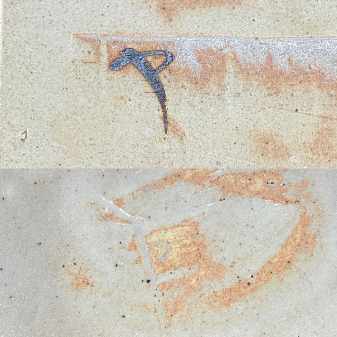 織部焼　玉山窯　玉置保夫 造　角鉢・足付長角皿　2点揃え