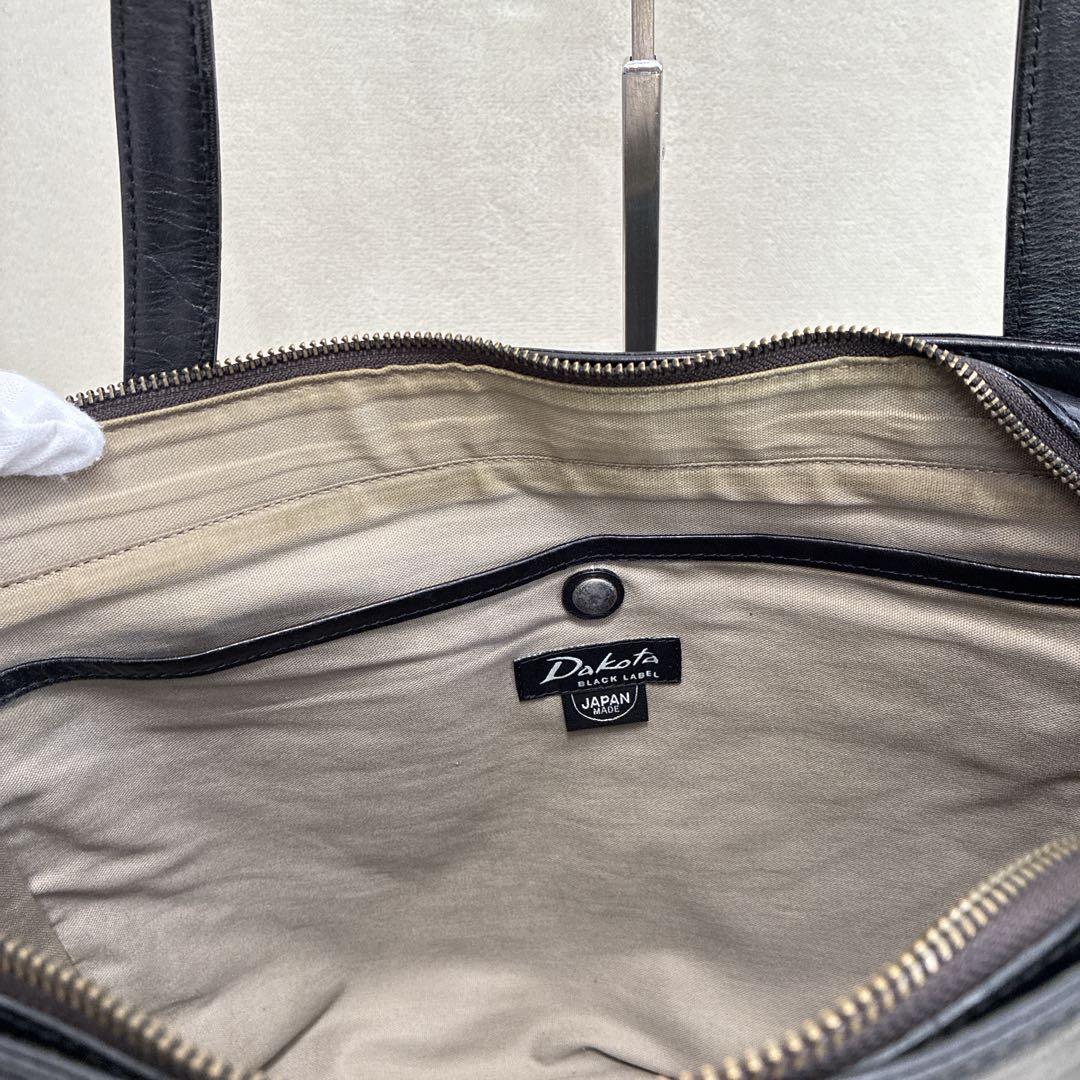 Dakota ダコタブラックレーベル　レザートートバッグ　肩掛け　A4 ブラック
