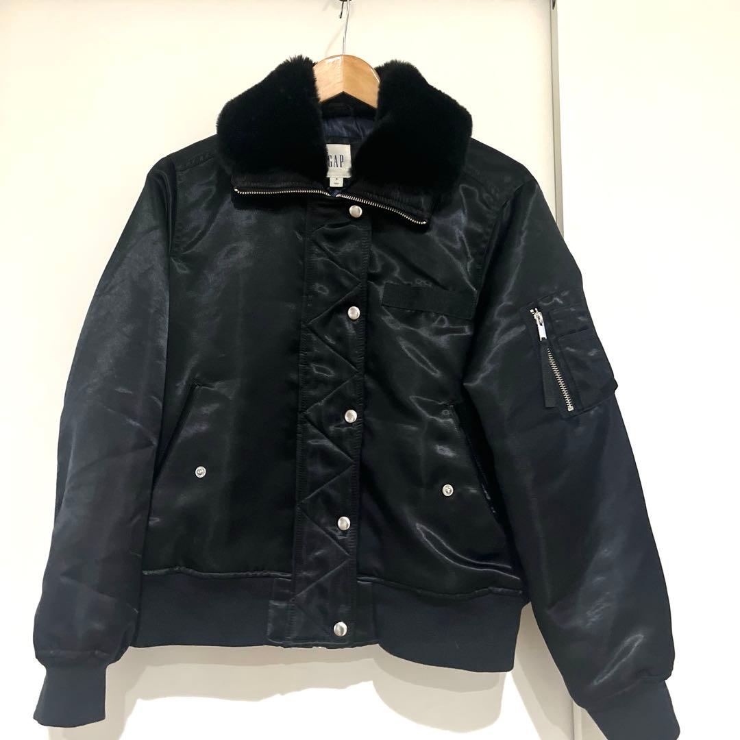 希少old gap MA-1 ファー　短丈　黒　ボンバージャケット　Y2K