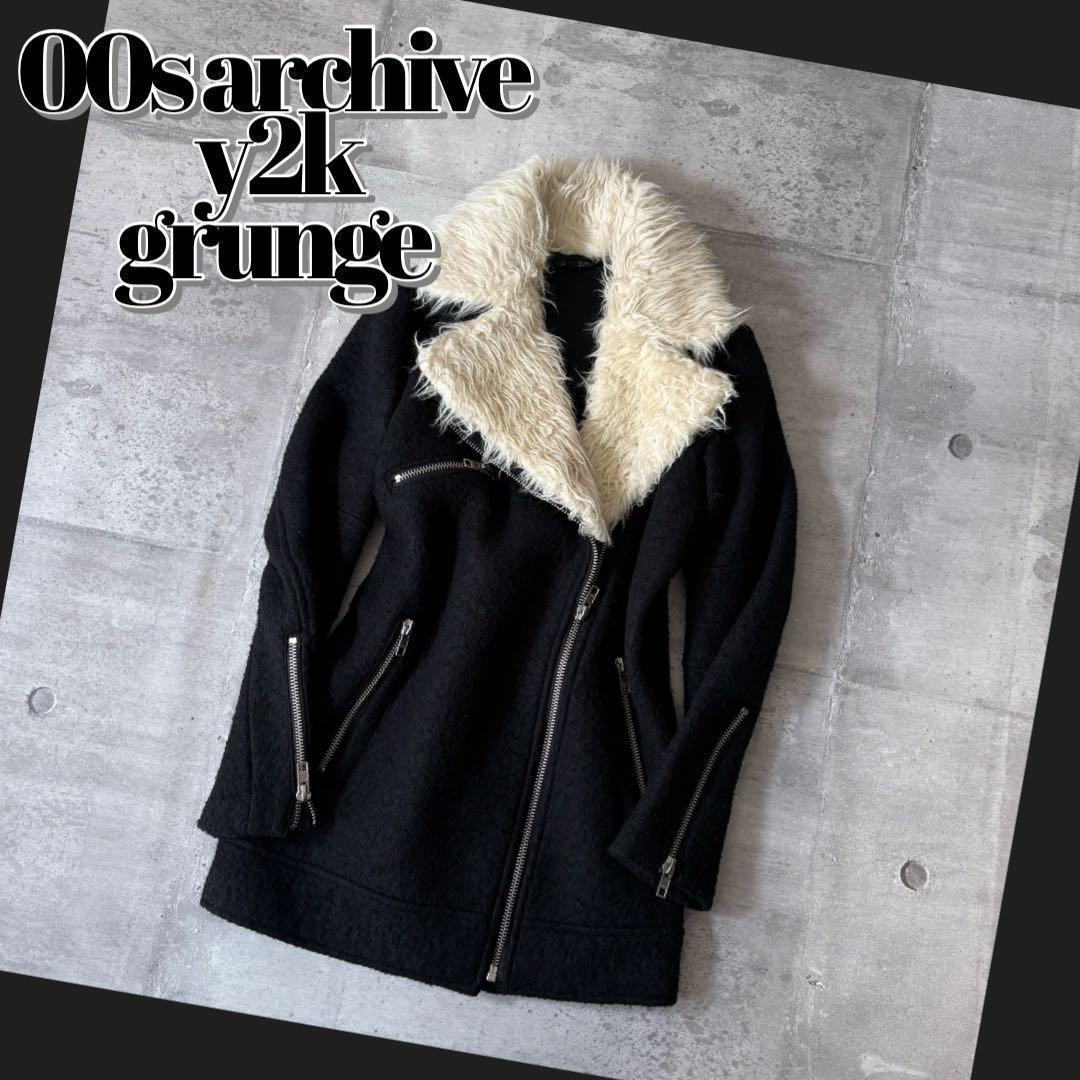 ジャケット・アウター archive wool riders jacket long far y2k