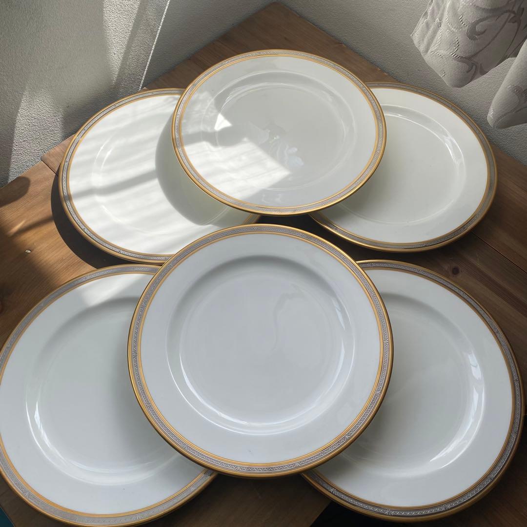 未使用　ノリタケ　金彩銀彩　大皿　6枚　メイン　食器　27㎝　廃盤