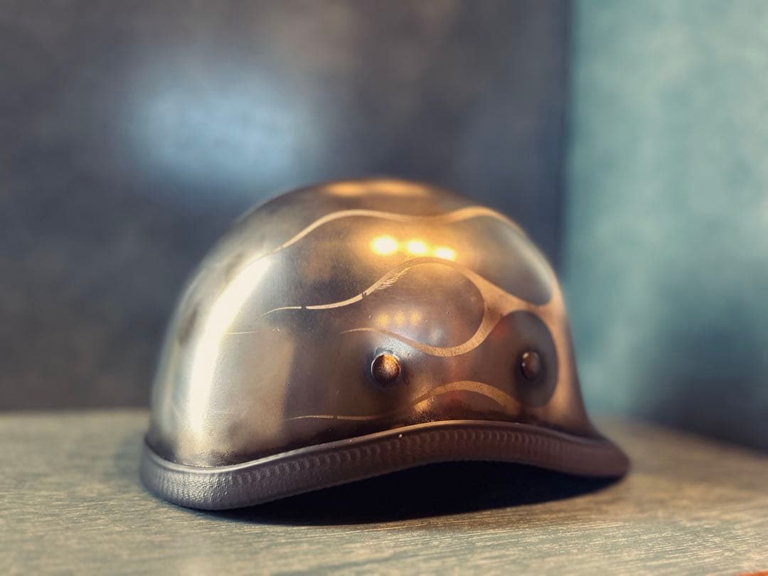 ジョッキーヘルメット　新品　メッキ　エイジング　ヴィンテージ　ハーレーチョッパー