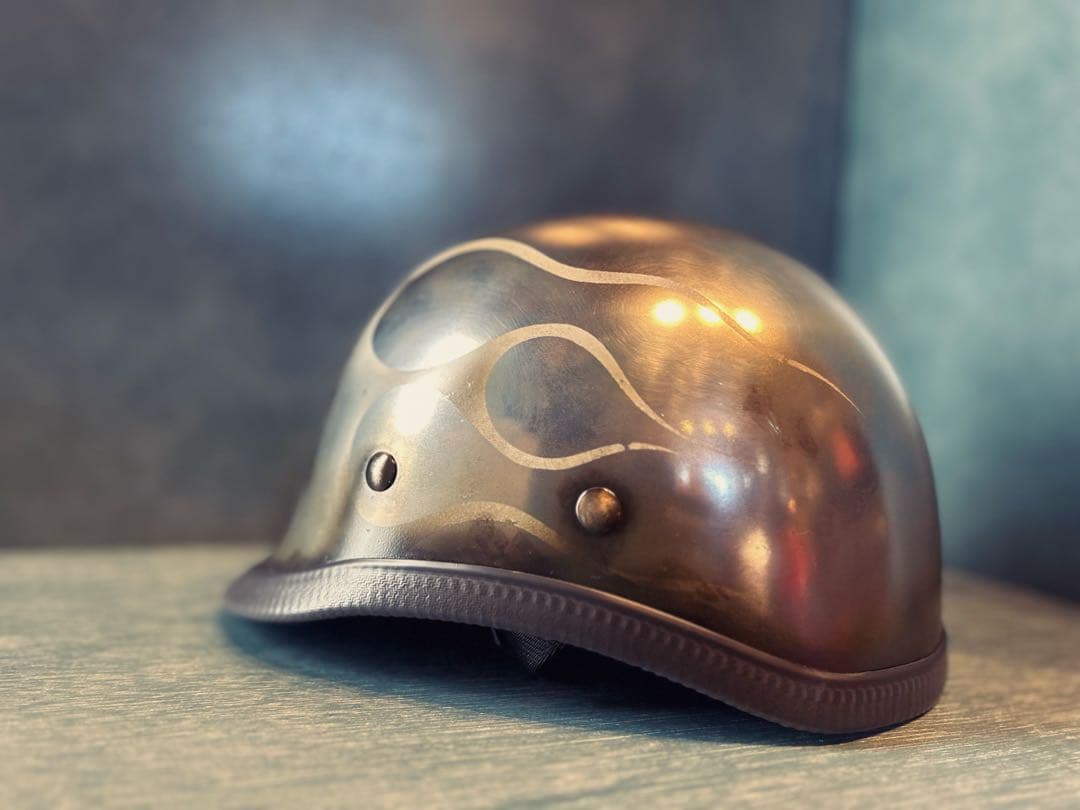 ジョッキーヘルメット　新品　メッキ　エイジング　ヴィンテージ　ハーレーチョッパー