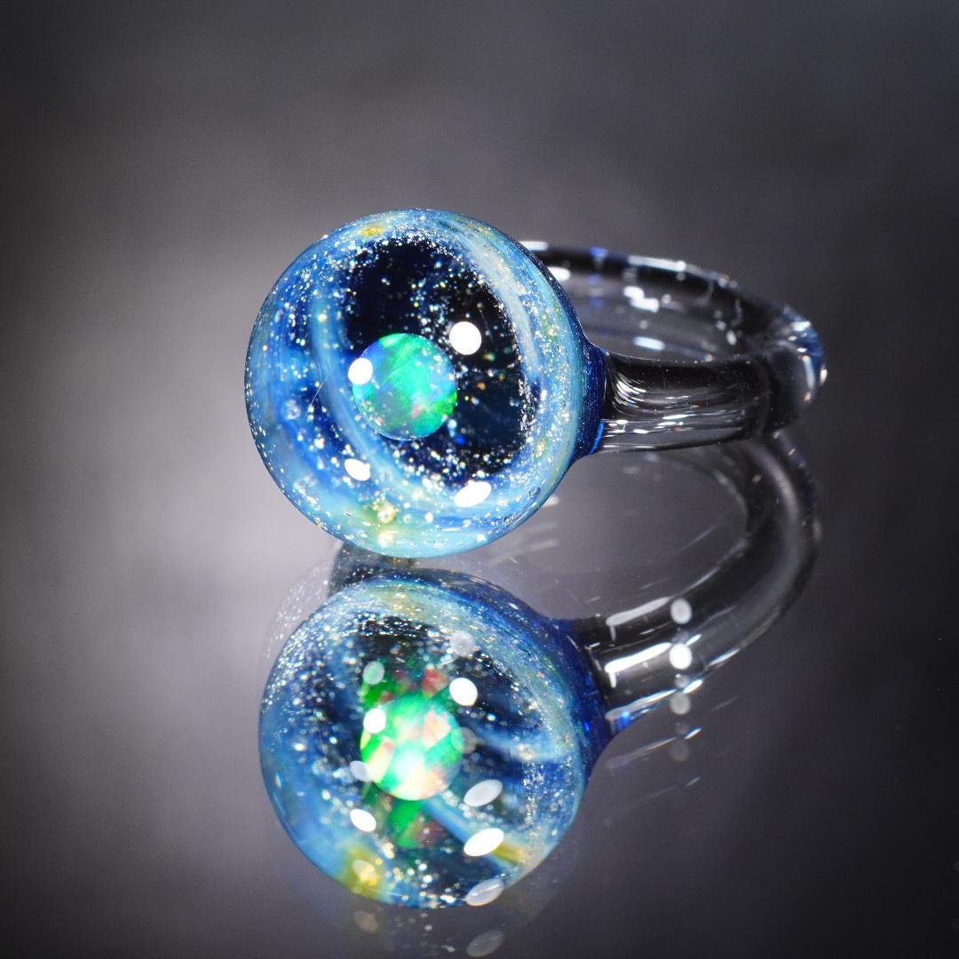 ガラスの小宇宙　レインボーオパール　リング　No.2039