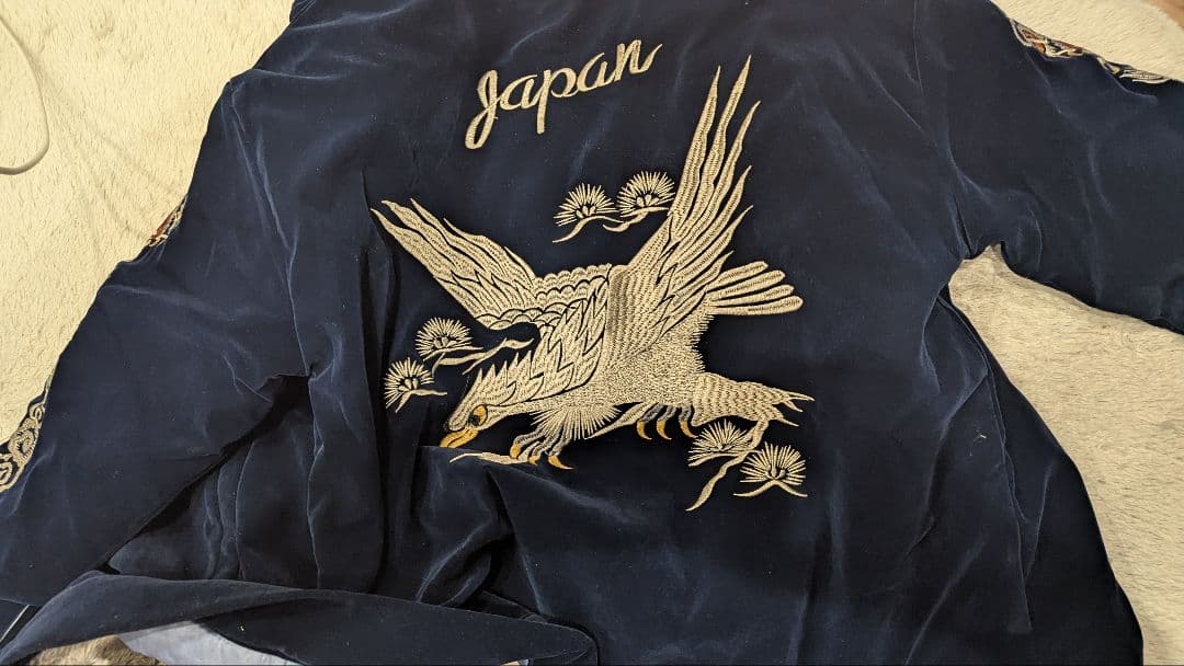しばたネイビー スカジャン 鷲 ドラゴン刺繍　ヴィンテージ風