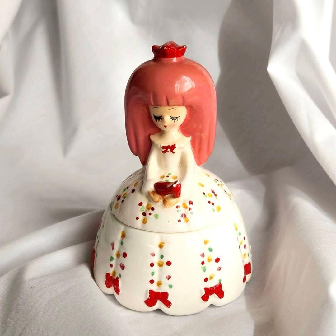 内藤ルネ　お姫様　女の子　置物　陶器　入れ物　小物入れ　昭和レトロ　カワイイ