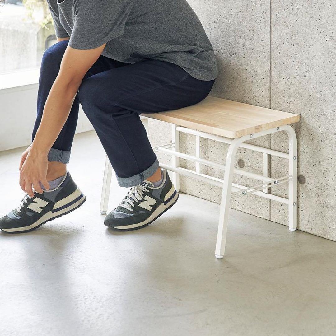 ブラウン　幅85 ラバーウッド玄関ベンチ　長椅子　いす　イス　日本製新潟県燕市