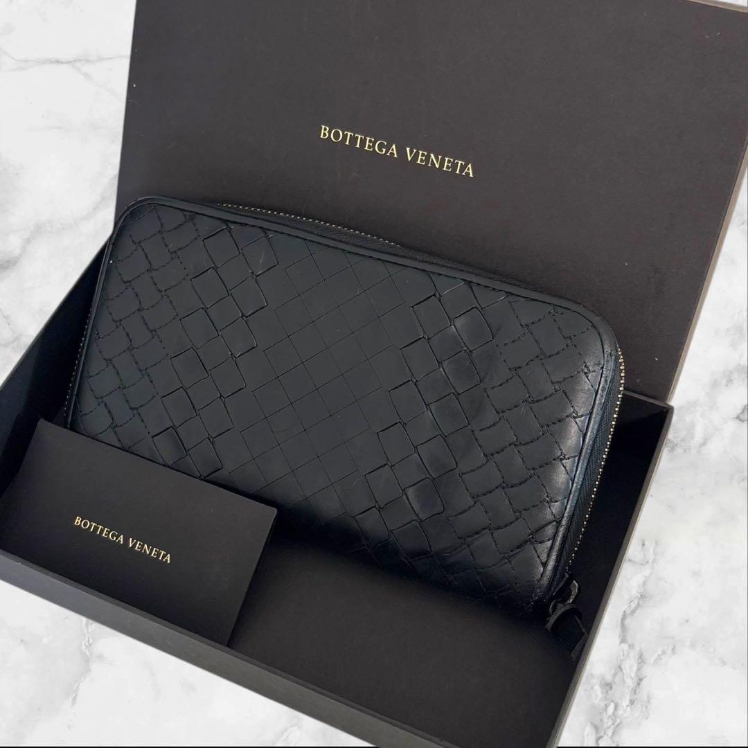 美品✨ 希少 ボッテガヴェネタ イントレチャート　長財布 ラウンドファスナー