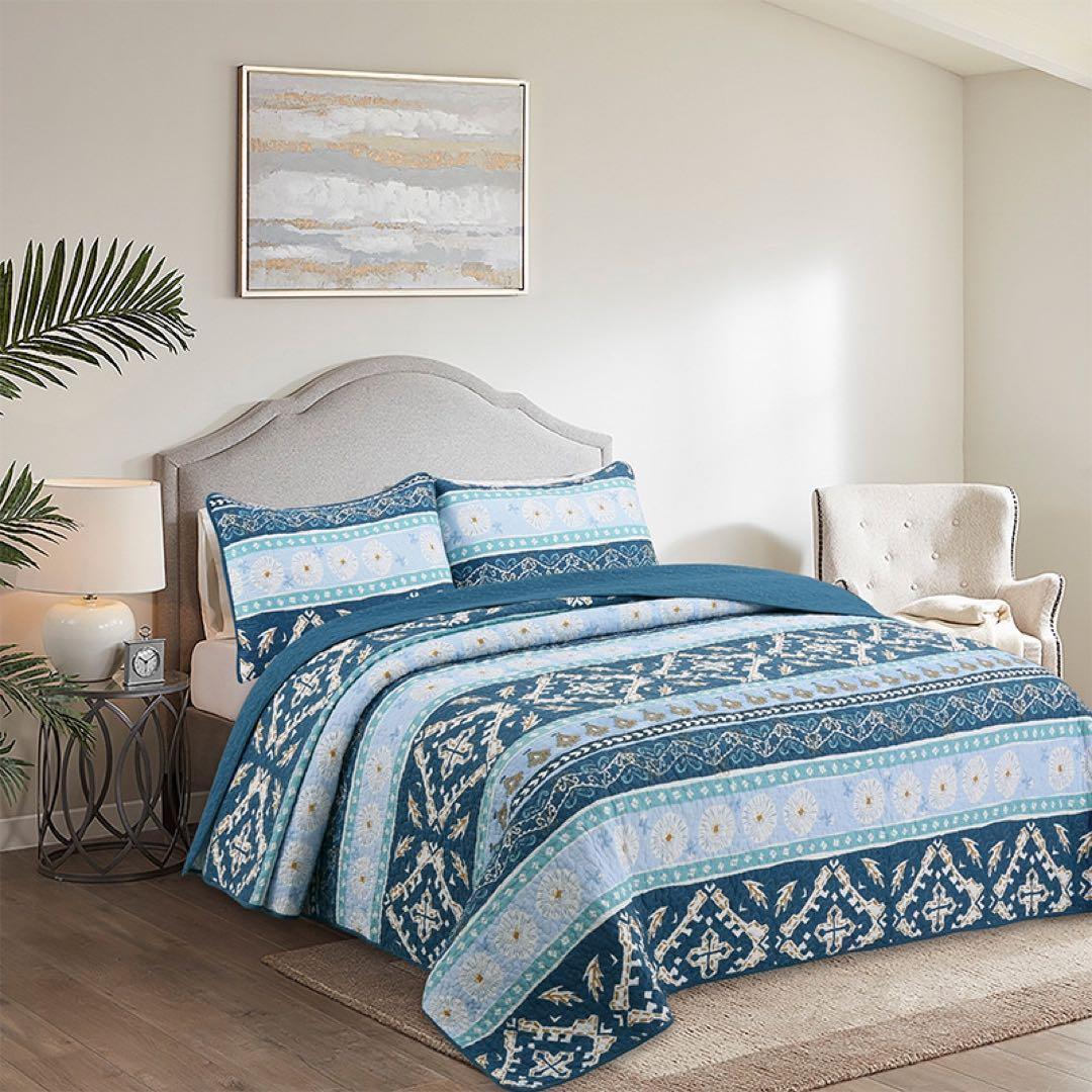 キルトベッドカバー3点セット綿マルチカバー キルティング 904