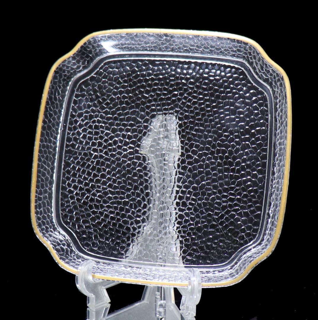 オールド・バカラ 稀少型 鱗カット装飾金彩トレー ゴールド クロコ アンティーク