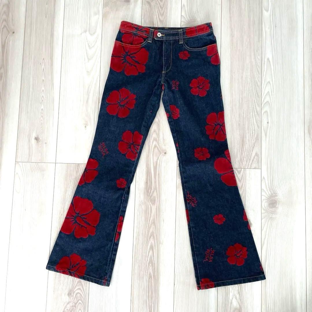 a*様 アルバローザ【ALBA ROSA】ハイビスカス デニムパンツ サイズ1