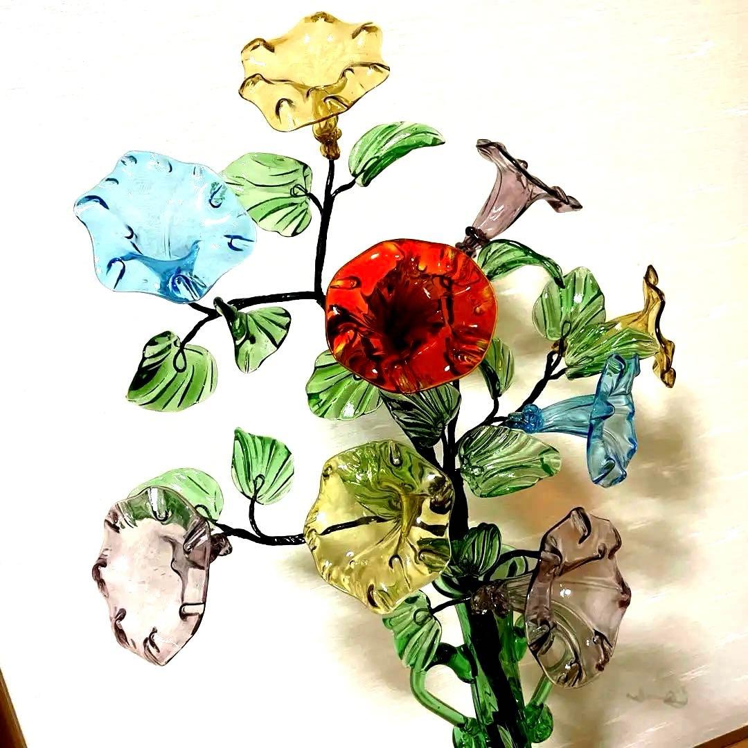 ガラス　朝顔　置物　夏小物　琉球ガラス　硝子　花　沖縄　手作り