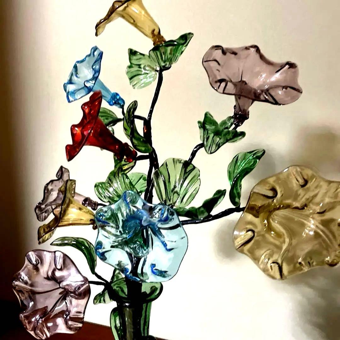 ガラス　朝顔　置物　夏小物　琉球ガラス　硝子　花　沖縄　手作り