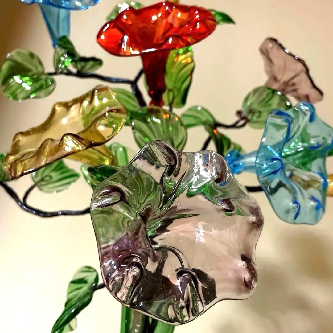 ガラス　朝顔　置物　夏小物　琉球ガラス　硝子　花　沖縄　手作り