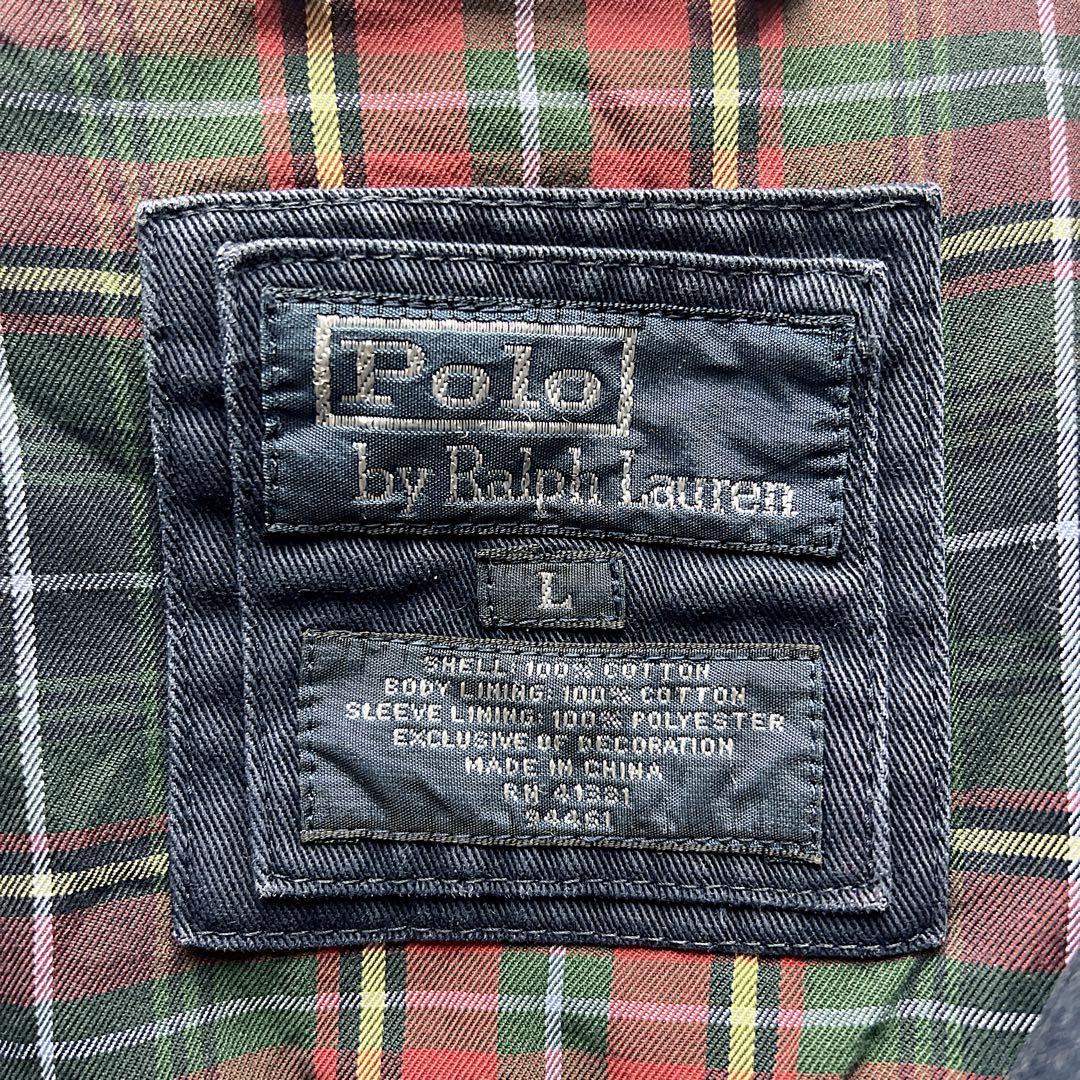 90s〜00sポロ ラルフローレン スイングトップ L 紺 フェード チェック