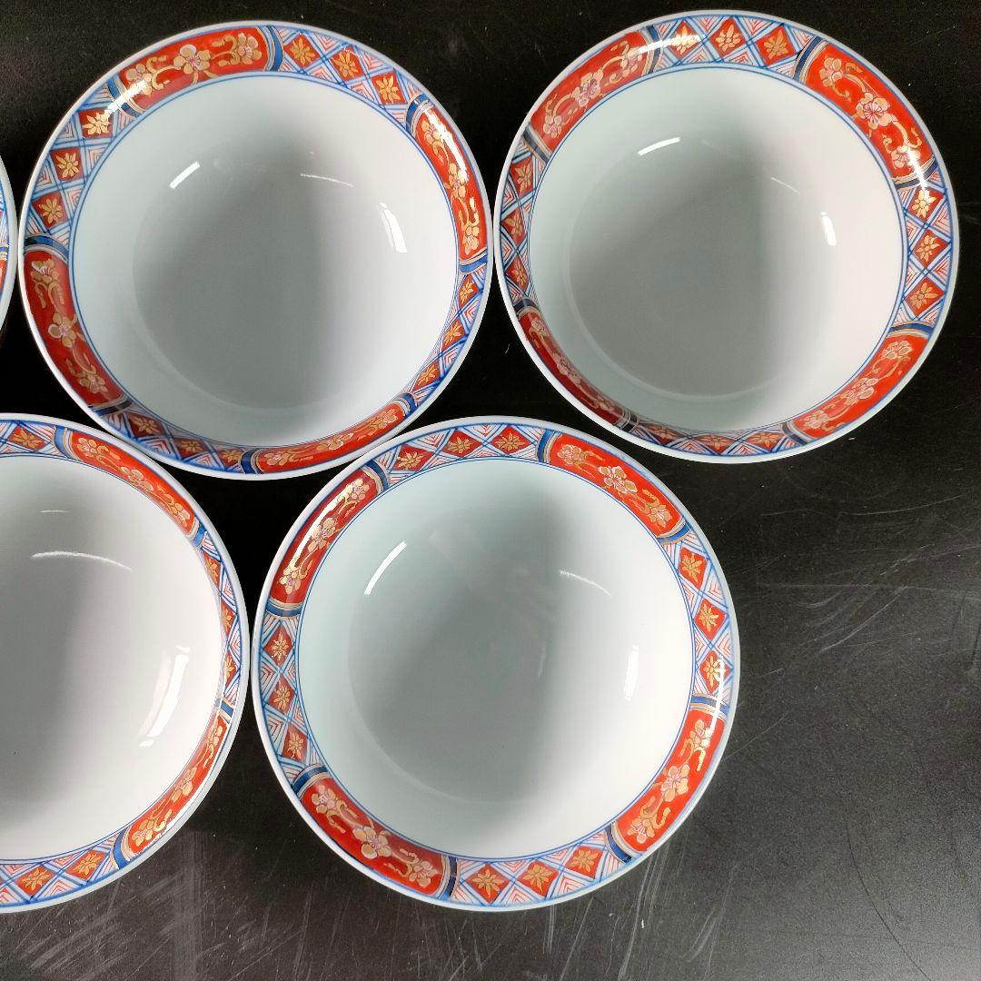 C28-3/源右衛門/伊万里風花鳥図蓋物5客/共箱/煮物椀/茶碗/懐石料理