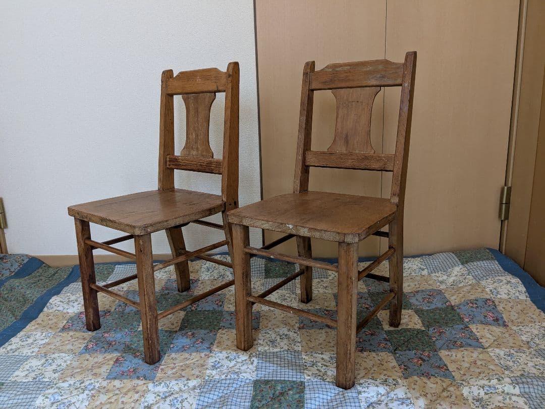 USAアンティーク　木製チャイルドChair　２脚セット　子供椅子セット