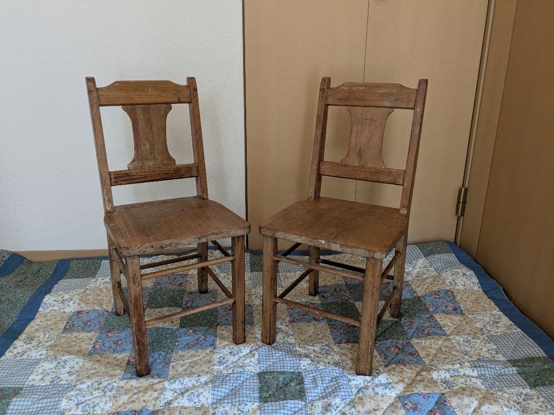USAアンティーク　木製チャイルドChair　２脚セット　子供椅子セット
