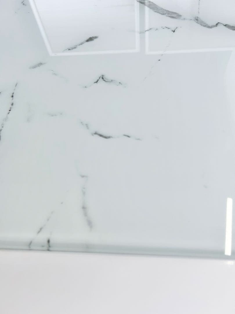 674 ニトリ エスペルト 伸長式 ダイニングテーブル　ガラス ホワイト 白　a