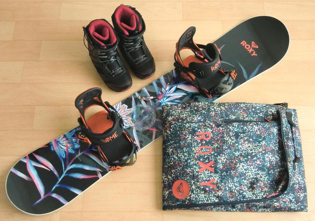 ■1月限定■送料無料■ROXY■女性用スノボセット■142/24.5■WAX済■