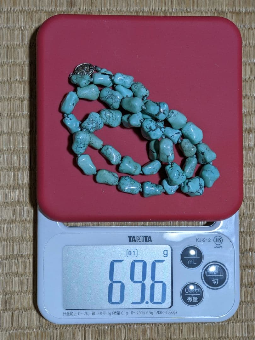 ♦年代物 ターコイズブルーネックレス S925 花形透かし留め具 スターリング