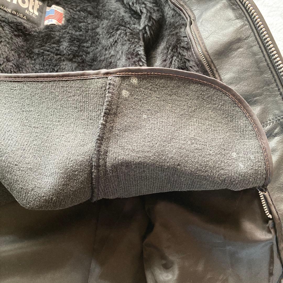 Schott 641 シングルライダース　 ボアライナー付 サイズ34 ブラック