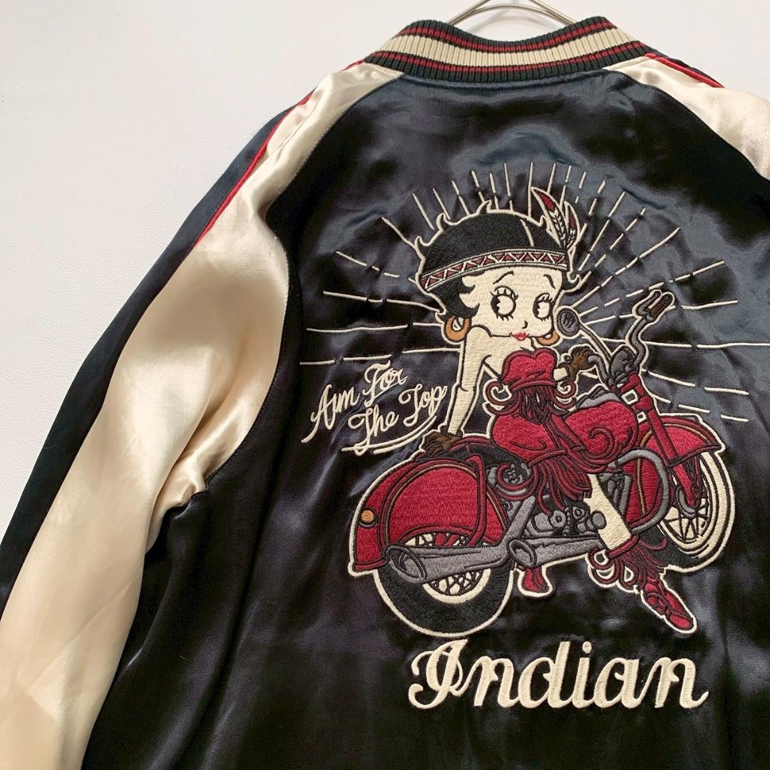 【またしち】インディアン×ベティブープ リバーシブル 刺繍 スカジャン