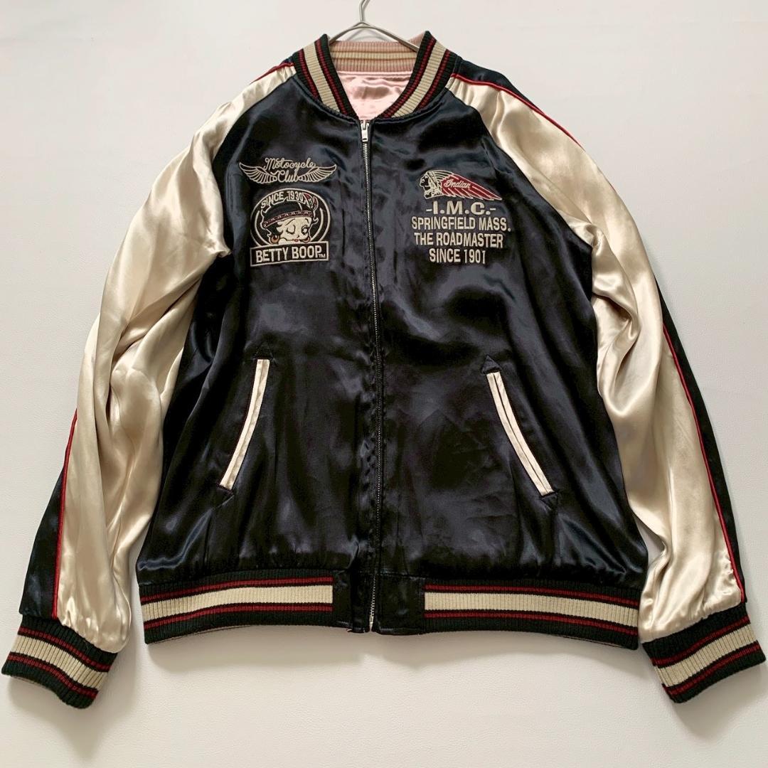 【またしち】インディアン×ベティブープ リバーシブル 刺繍 スカジャン