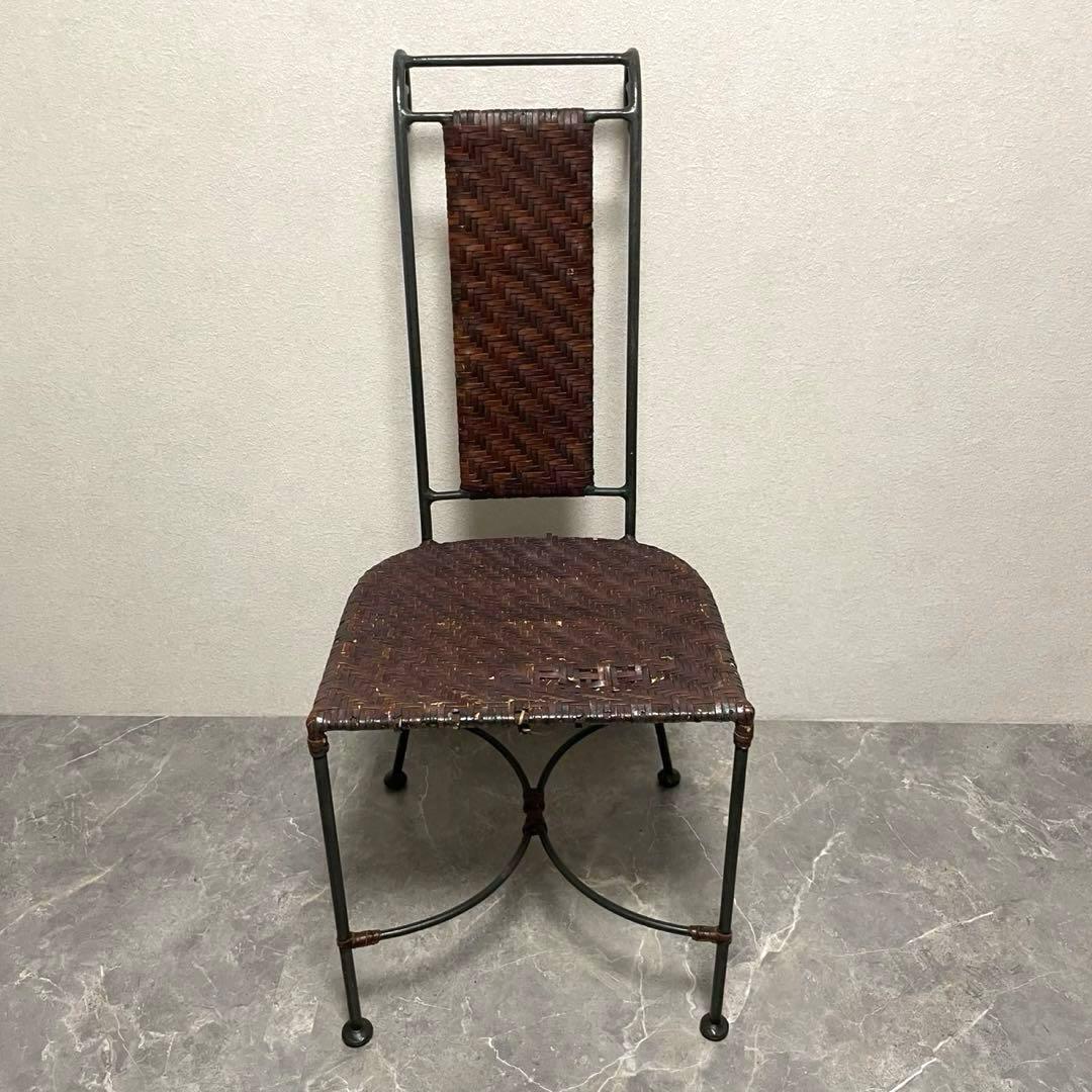 ラタン　籐　ラタンチェア　ガーデンチェア　アイアンフレーム　レトロ　デスクチェア