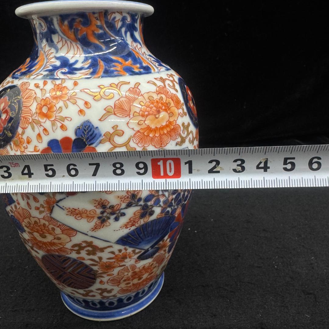 希少‼　香蘭社　明治　オールド 赤絵錦　金欄手　花瓶　壺　時代物