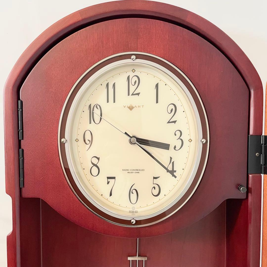 【希少】RHYTHM VIVANT ヴィバーン 振り子時計　リズム　電波時計