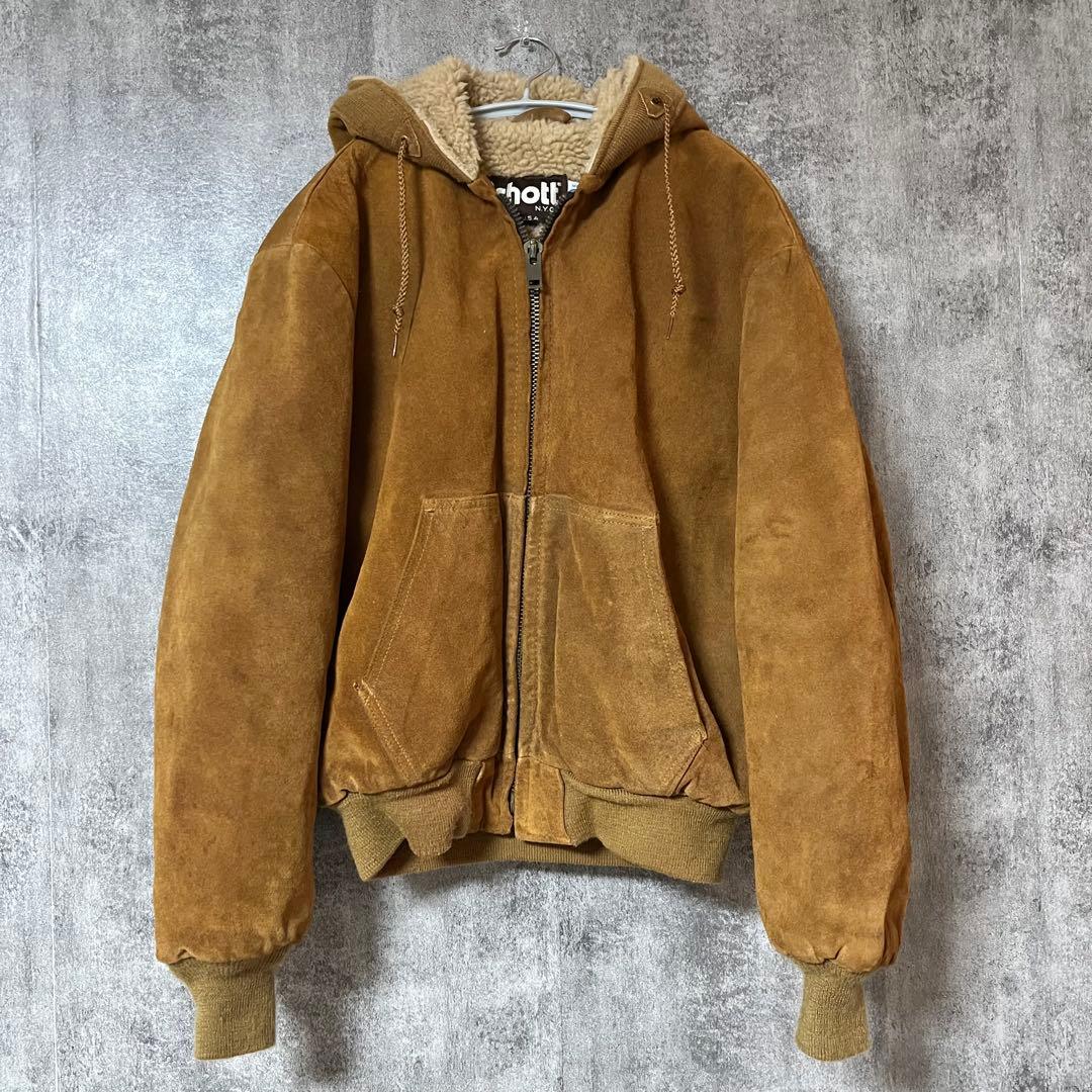 80's Schott スエード レザージャケット USA製 ジップアップ 42