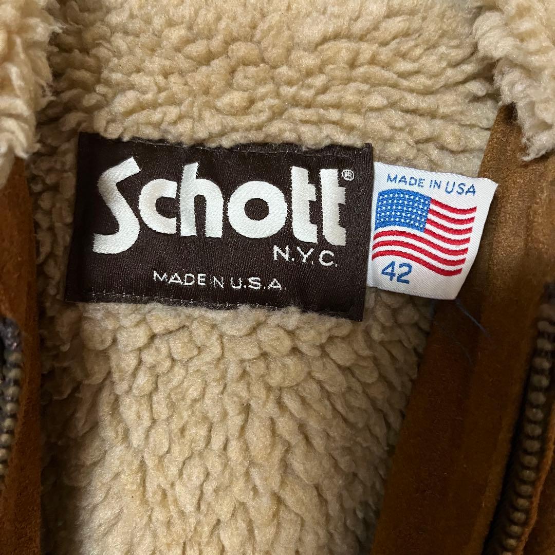 80's Schott スエード レザージャケット USA製 ジップアップ 42