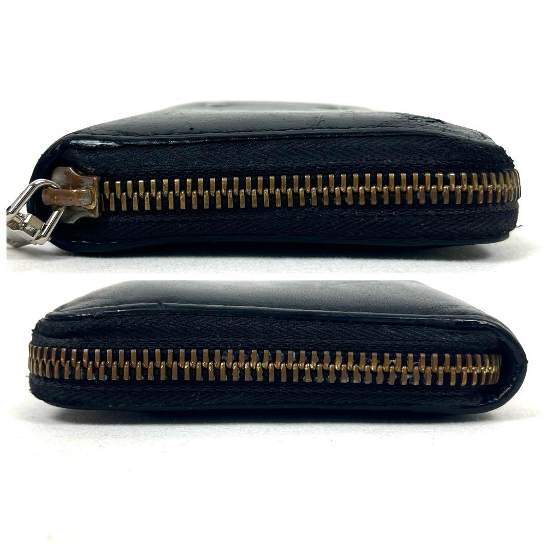 メゾンマルジェラ　長財布　ラウンドファスナー　本革　ブラック　ステッチ　ロゴ