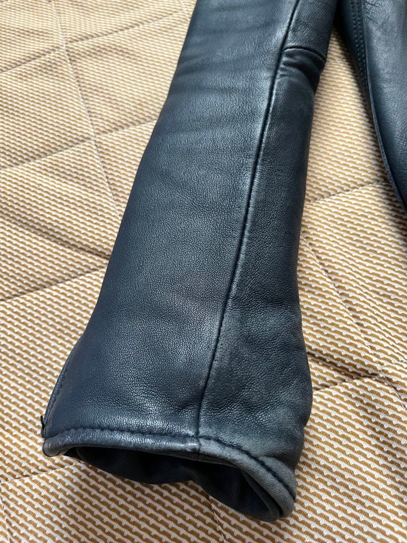 NANO-UNIVERSE ネイビー レザーライダースジャケット