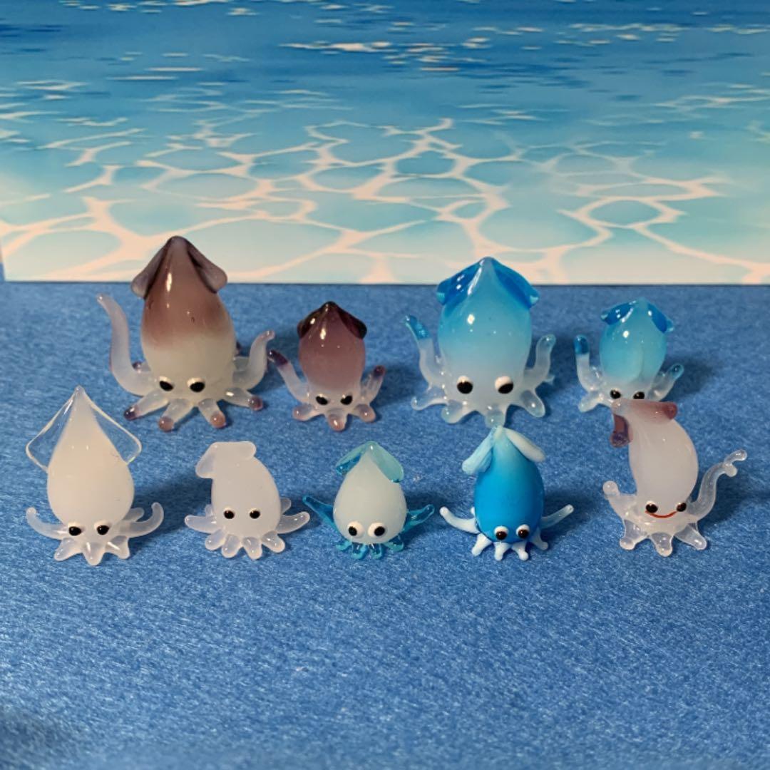 イカ　ガラス細工　ミニチュア