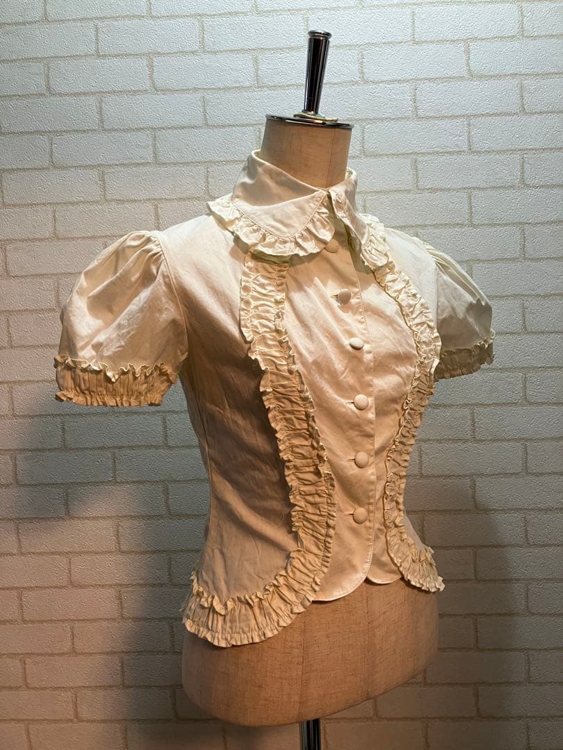 VictorianMaiden ギャザーブラウス　半袖　生成