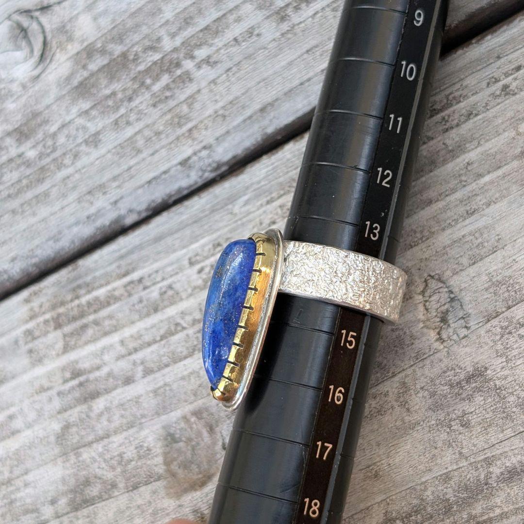 ハンドメイドのラピスラズリリング　インディアンジュエリー風　オールハンドメイド！