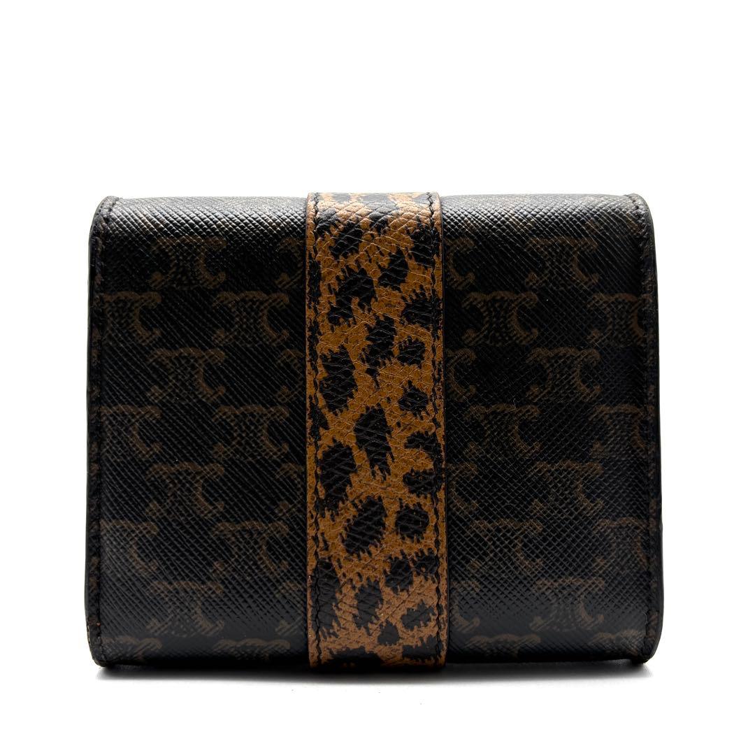 美品 セリーヌ 三つ折り財布 スモール トリフォールド トリオンフ ヒョウ柄