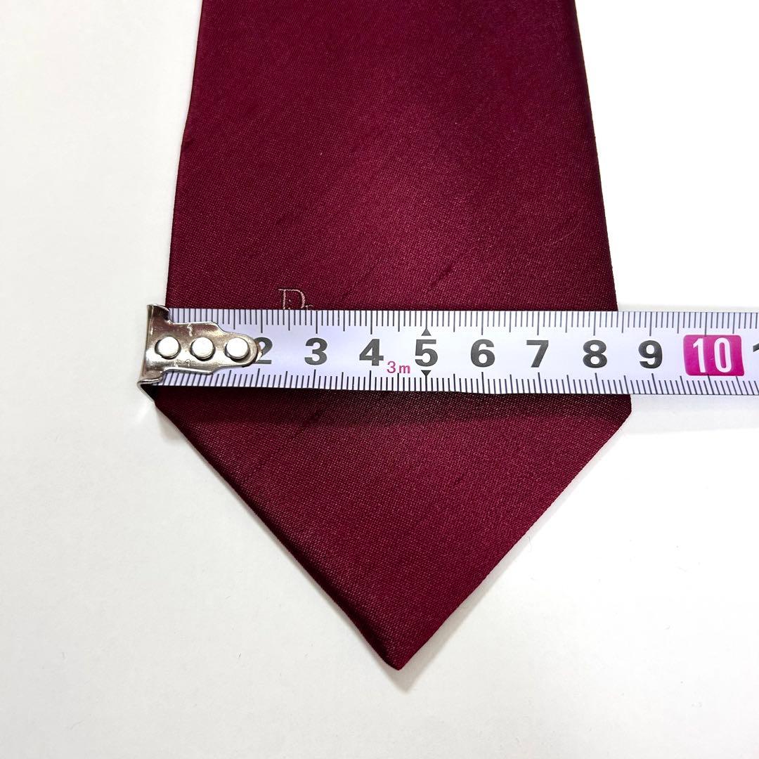 未使用 クリスチャンディオール ネクタイ シルク シャンタン 無地 赤 ボルドー